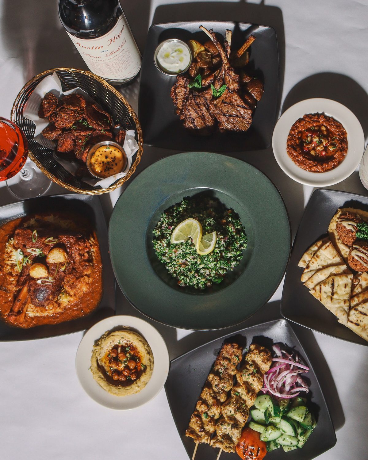 Overhead view of a full Fusion table spread